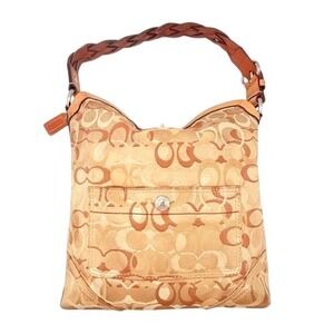 Coach Chelsea Signature Optic Canvas Shoulder Hobo Bag Style 10990 Khaki Great